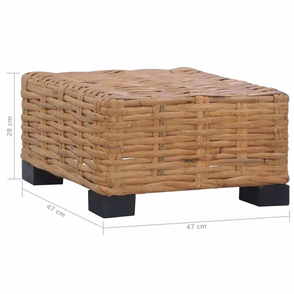 Berkfield Home Natural Rattan Coffee Table in Brown, W/D/H: 47 x 47 x 28 cm – 3