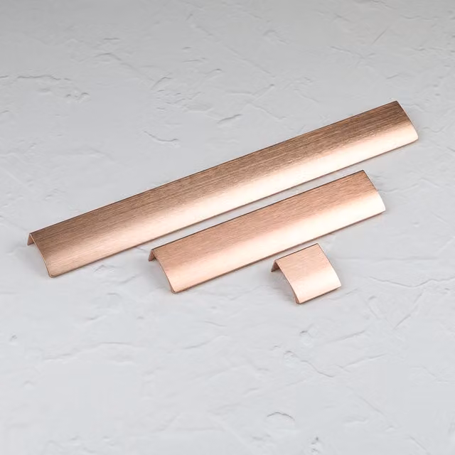 Brushed Rose Gold Copper Aluminium Profile Edge Flush Pull Handle, Length: 350mm