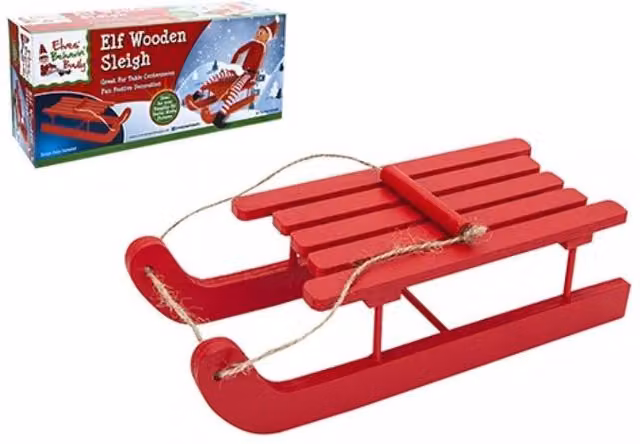 KDMD Red Wooden Elf Sleighs, 3 Pack, W/D/H: 7 x 3 x 2 inch
