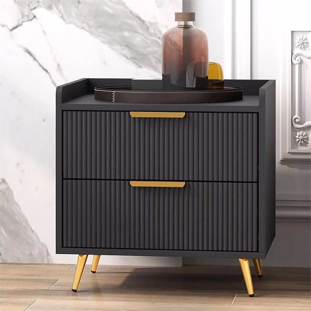 Nordara Black Bedside Cabinet with Drawer, Modern Bedroom Side Table and Nightstand, W: 60 cm x H: 100 cm – 3
