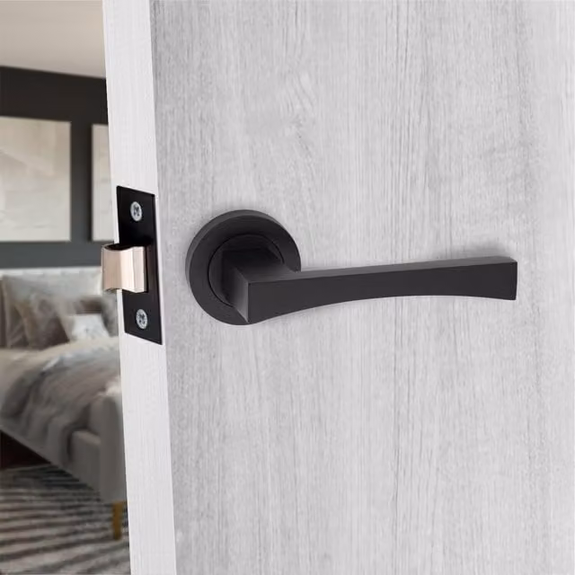 Golden Grace Matt Black Door Handle Set