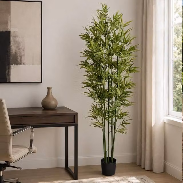 Leaf Premium Natural Green Artificial Bamboo Tree, Height: 180 cm