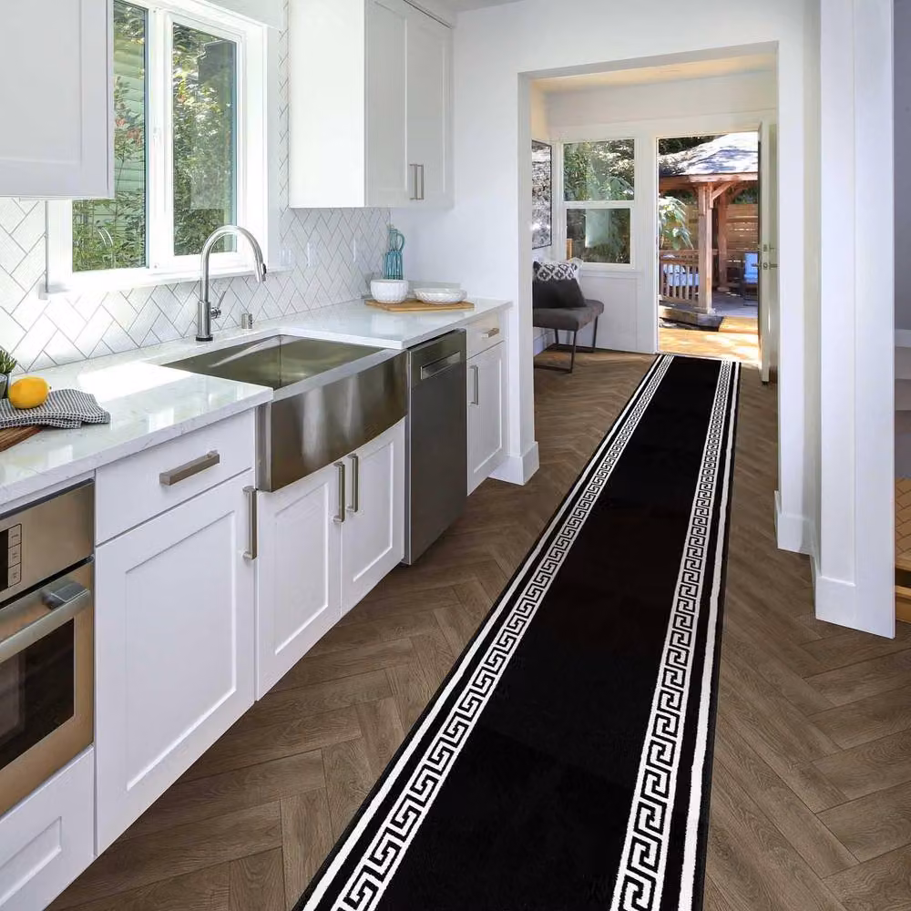 runrug Key Hand-Tufted Hallway Runner Rug in Black, W/D/H: 70 x 240 cm, 9mm Thick – 3