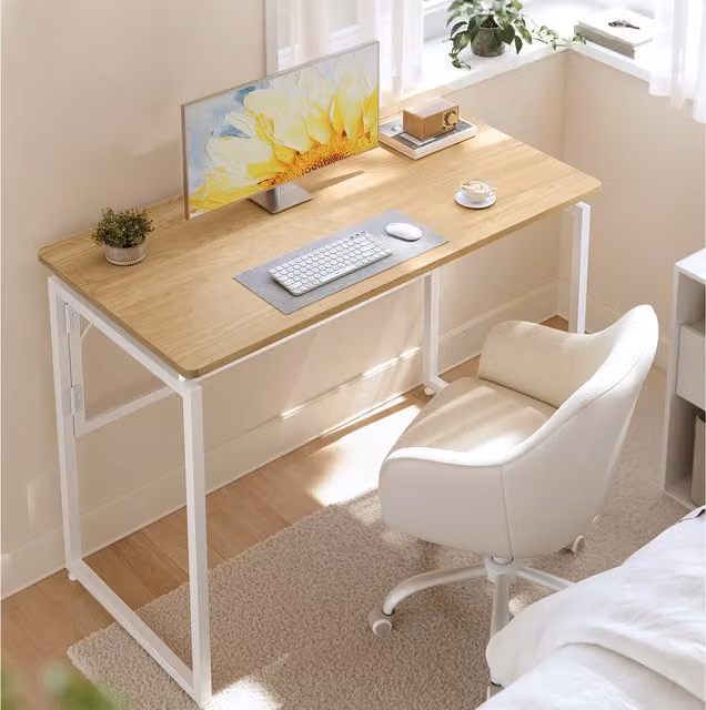 VASAGLE Folding Computer Desk in Yellow