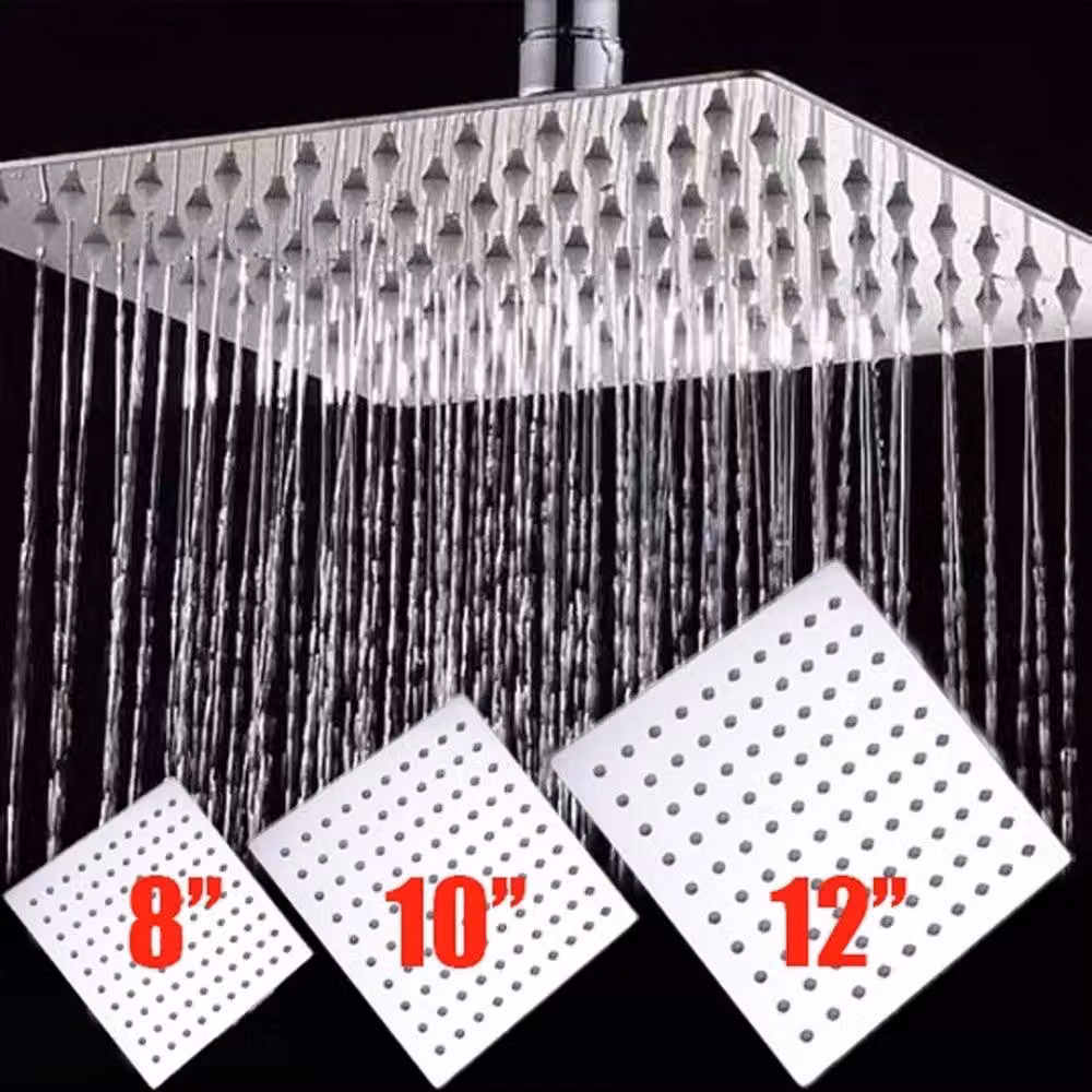 Kelvenix 8 inch Square Stainless Steel Overhead Shower Head in Silver – 2