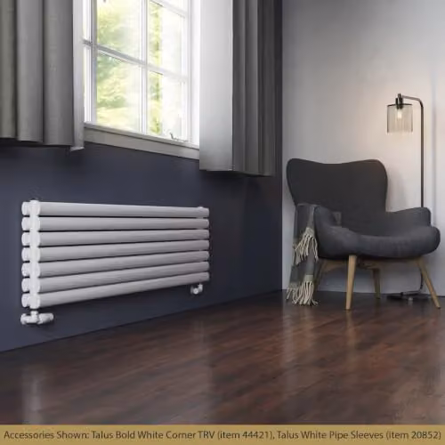 UK Radiators Omeara Axis White Elliptical Tube Horizontal Designer Double Panel Radiator W: 160 cm, H: 40.6 cm – 2
