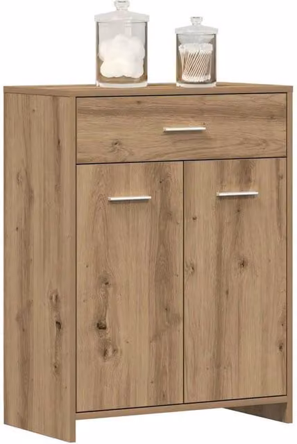 Berkfield Home Artisan Oak Bathroom Cabinet in Brown, W/D/H: 60 x 33 x 80 cm