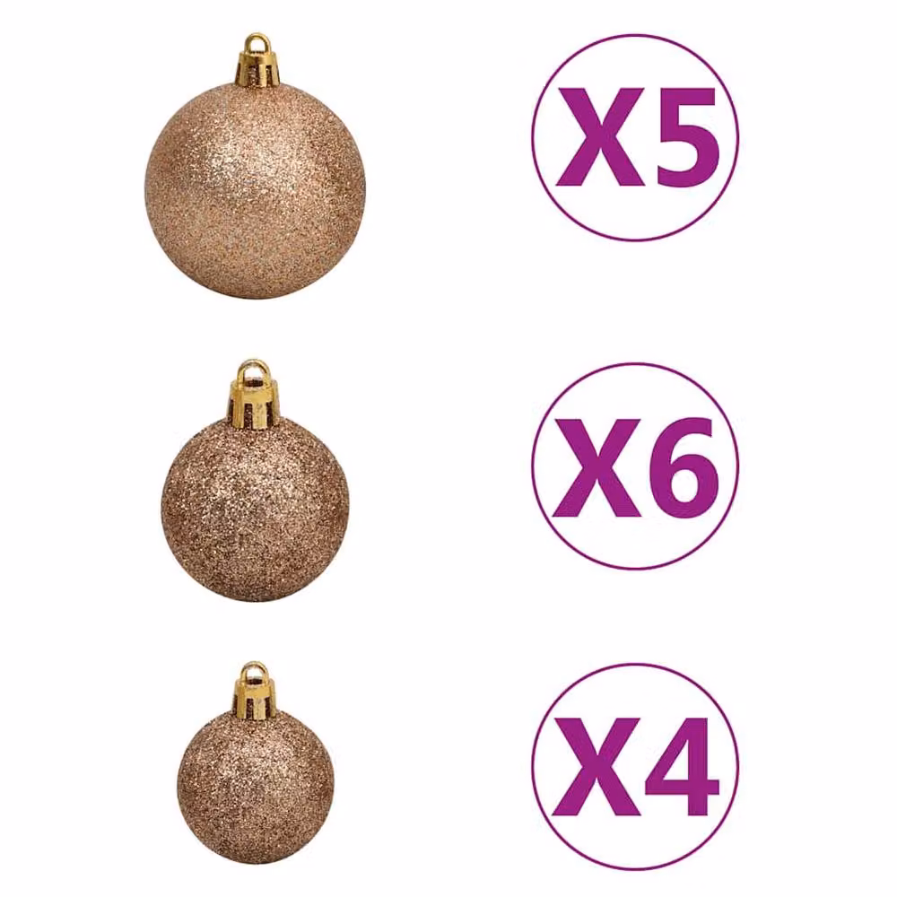 Berkfield Home Beautiful 61 Piece Christmas Ball Set with Peak and 150 LEDs in Rose Gold and Multicolour – 4