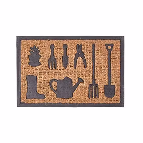 Homescapes Coir and Rubber Non-Slip Doormat, Brown and Black, W: 60 cm, D: 40 cm
