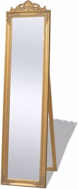 Berkfield Home Baroque Style Free-Standing Rectangular Mirror in Gold, H 160 cm x W 40 cm