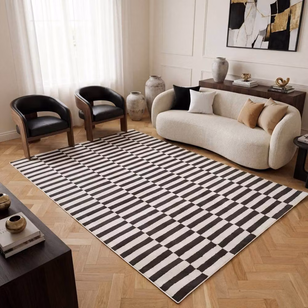 THE RUGS Loft Striped Soft Pile Area Rug, Dark Grey, W: 290 cm, D: 200 cm – 3