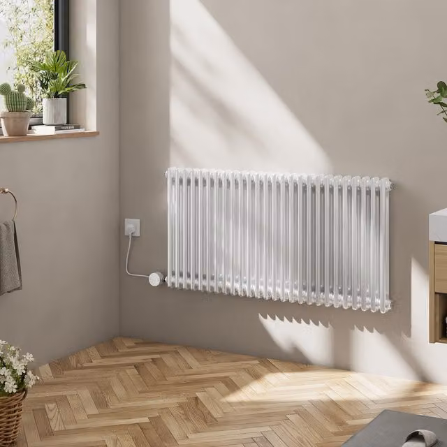 Livingandhome Wall-Mounted Electric Radiator with Thermostat and App Control, White, Width: 101 cm