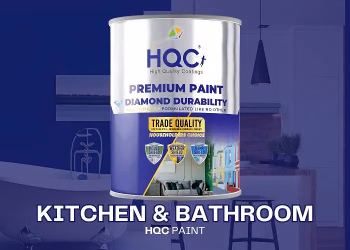 HQC PAINTS Mould Resistant Water Based Kitchen and Bathroom Paint in Beige, 2.5 l – 2