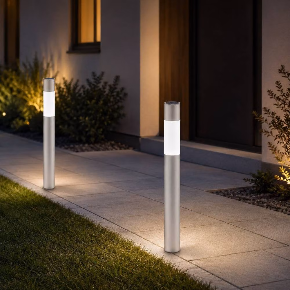 GWSOLAR 2 Pack Solar Garden Lights in Silver with Switchable White and Warm Light, Height: 70 cm – 3