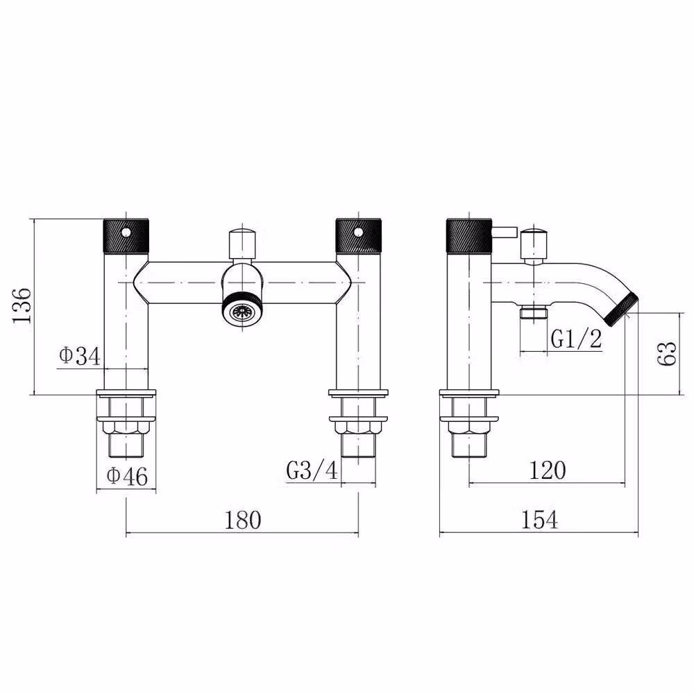Balterley Round Deck Mounted Bathtub Shower Mixer Tap, Matt Black – 2