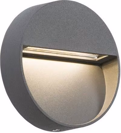 Netlighting Round LED Wall Guide Light in Grey Aluminium, IP44 Rated for Garden Use