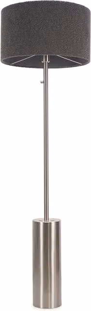 ValueLights Lexy Dimmable Floor Lamp with Charcoal Grey Boucle Fabric Shade and Brushed Chrome Finish