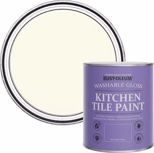 Rust-Oleum Water-Based Kitchen Tile Paint in Gloss Finish, Beige and White, 0.75 l
