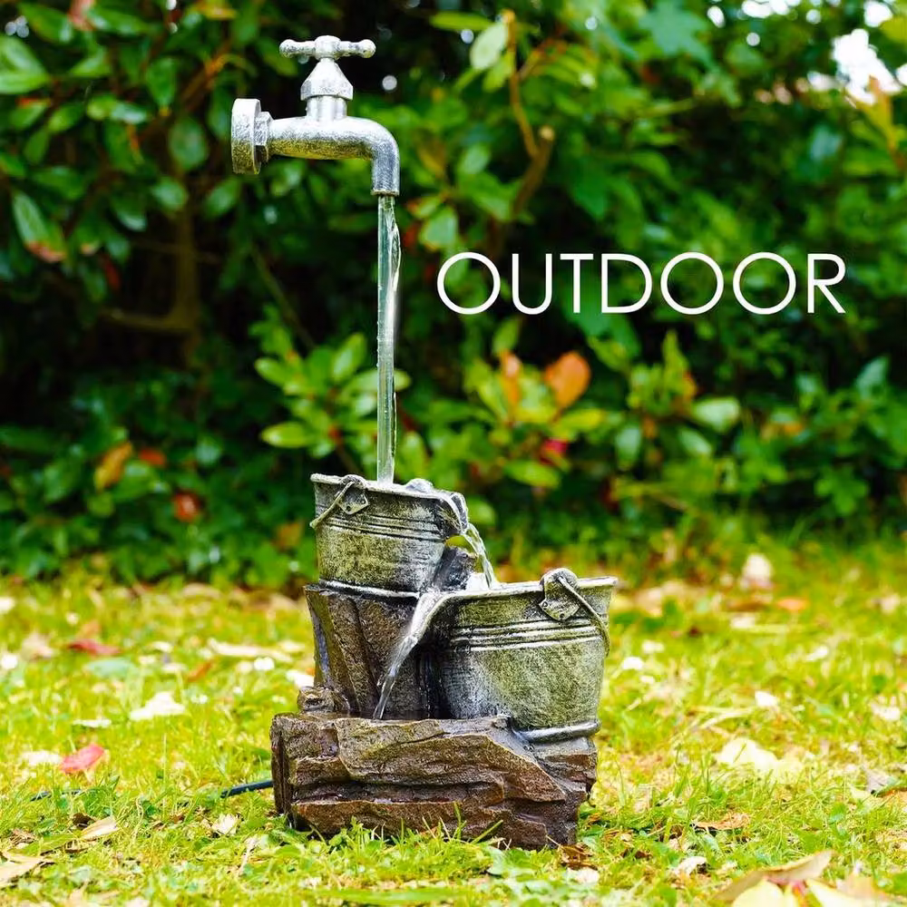 GEEZY FLAVORA Grey Cascade Water Feature for Indoor or Outdoor Use W/D/H: 50.5 x 20.5 x 20.5 cm – 3