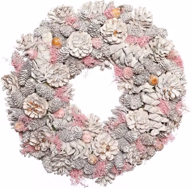 Dibor Pink and Silver Pinecone Christmas Wreath, Diameter: 38 cm – 1