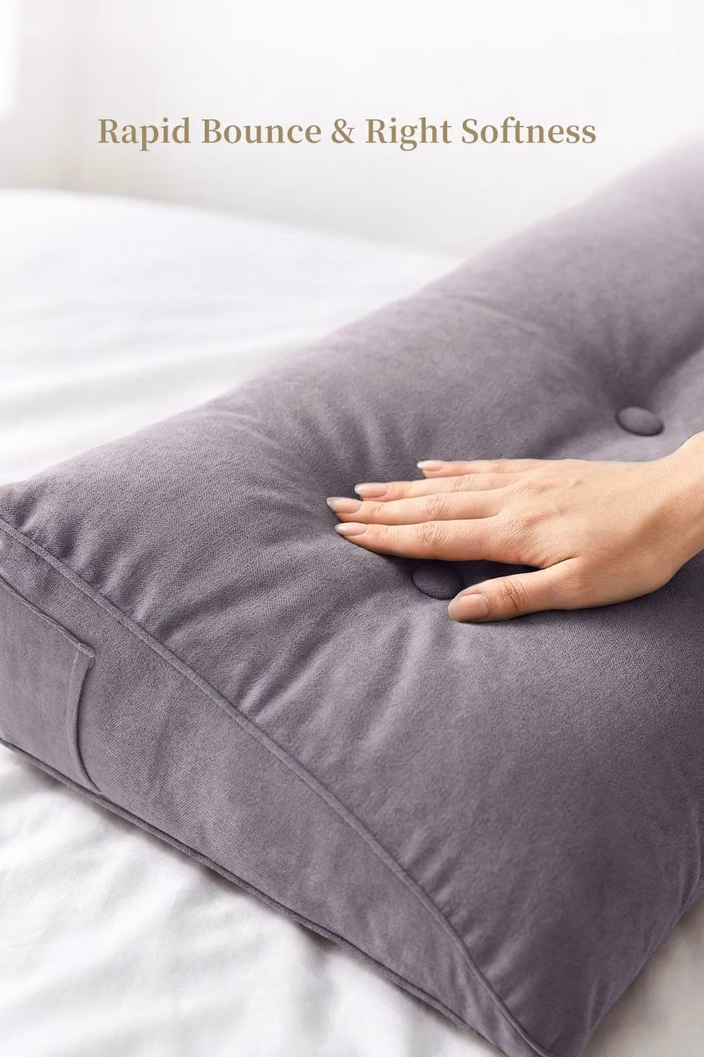 Living and Home Grey Washable Wedge Headboard Pillow with Storage Pocket – 5