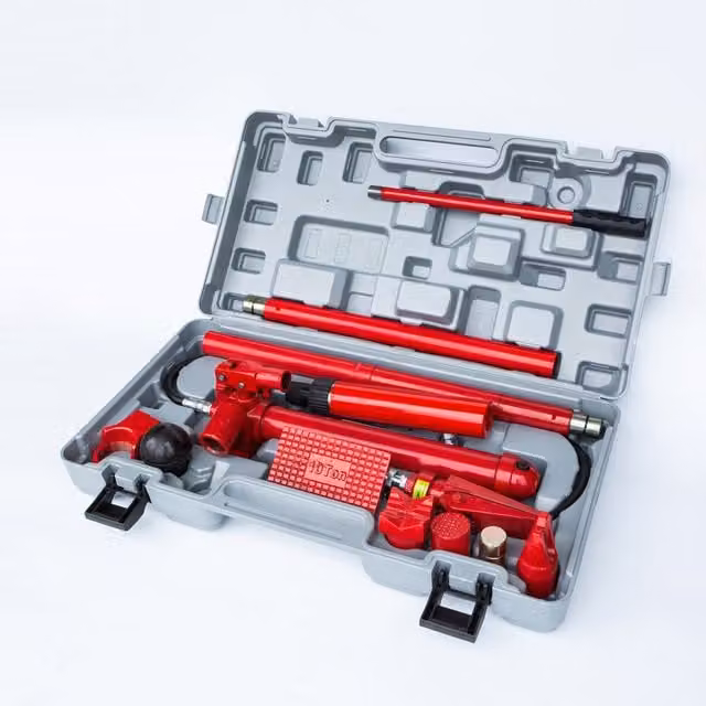 KDMK Red Hydraulic Jack Set and Repair Tools Kit with Plastic Case