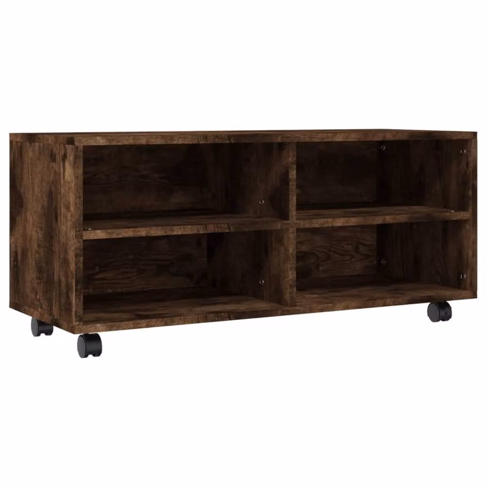 Berkfield Home TV Cabinet in Smoked Oak Brown with Castors, W/D/H: 90 x 35 x 35 cm – 2