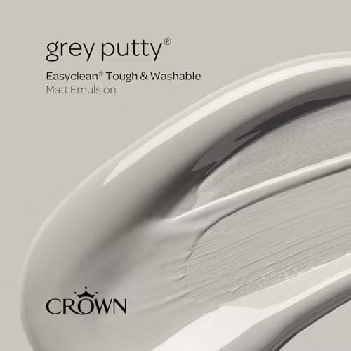 Crown EASYCLEAN Matt Grey Emulsion Wall Paint, Solvent-Free and Water-Based, 2.5L – 2