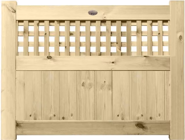 Premier Garden Supplies URBAN Interlocked Tongue Groove Pressure Treated Garden Gate with Square Trellis Top, W: 90 cm, H: 120 cm