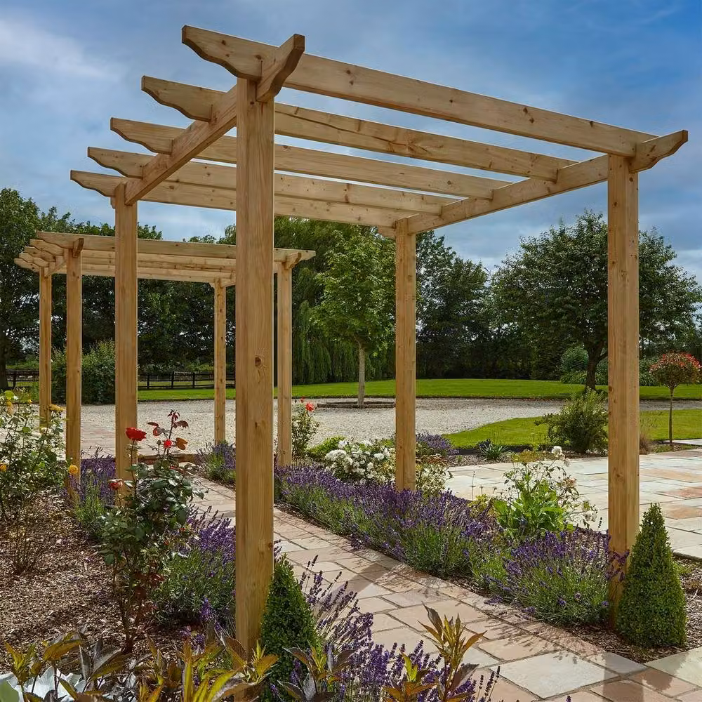 Rowlinson Timber Pergola in Brown, W: 240 cm, D: 240 cm, H: 276 cm – 3