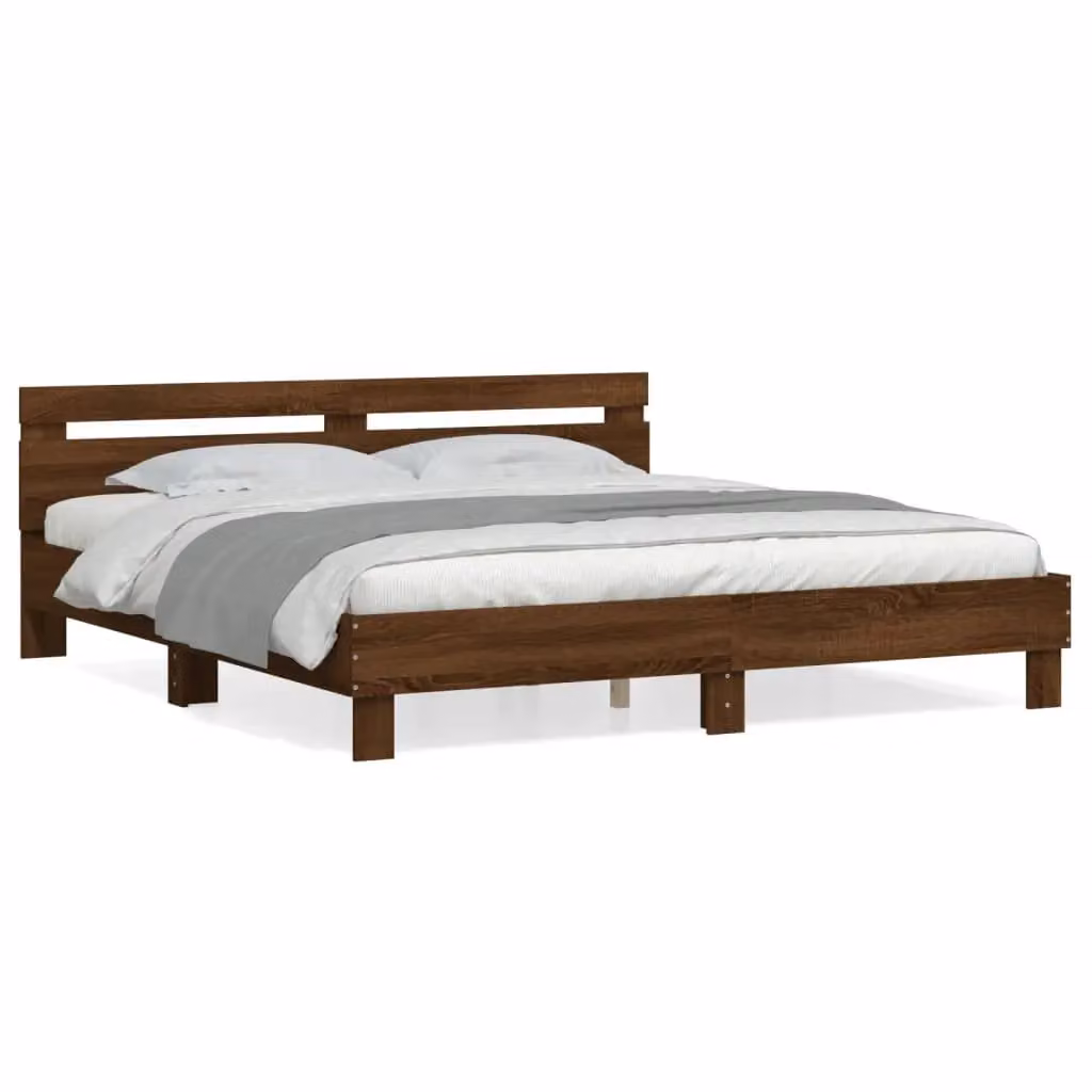 Berkfield Home Modern Bed Frame in Brown Oak, 200 x 200 cm – 2
