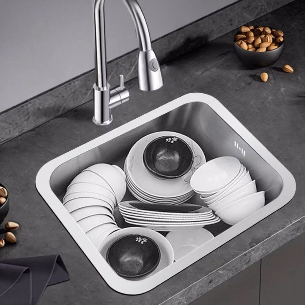 KORVIXA Stainless Steel Undermount Kitchen Sink in Silver W: 100 cm, D: 52 cm – 2