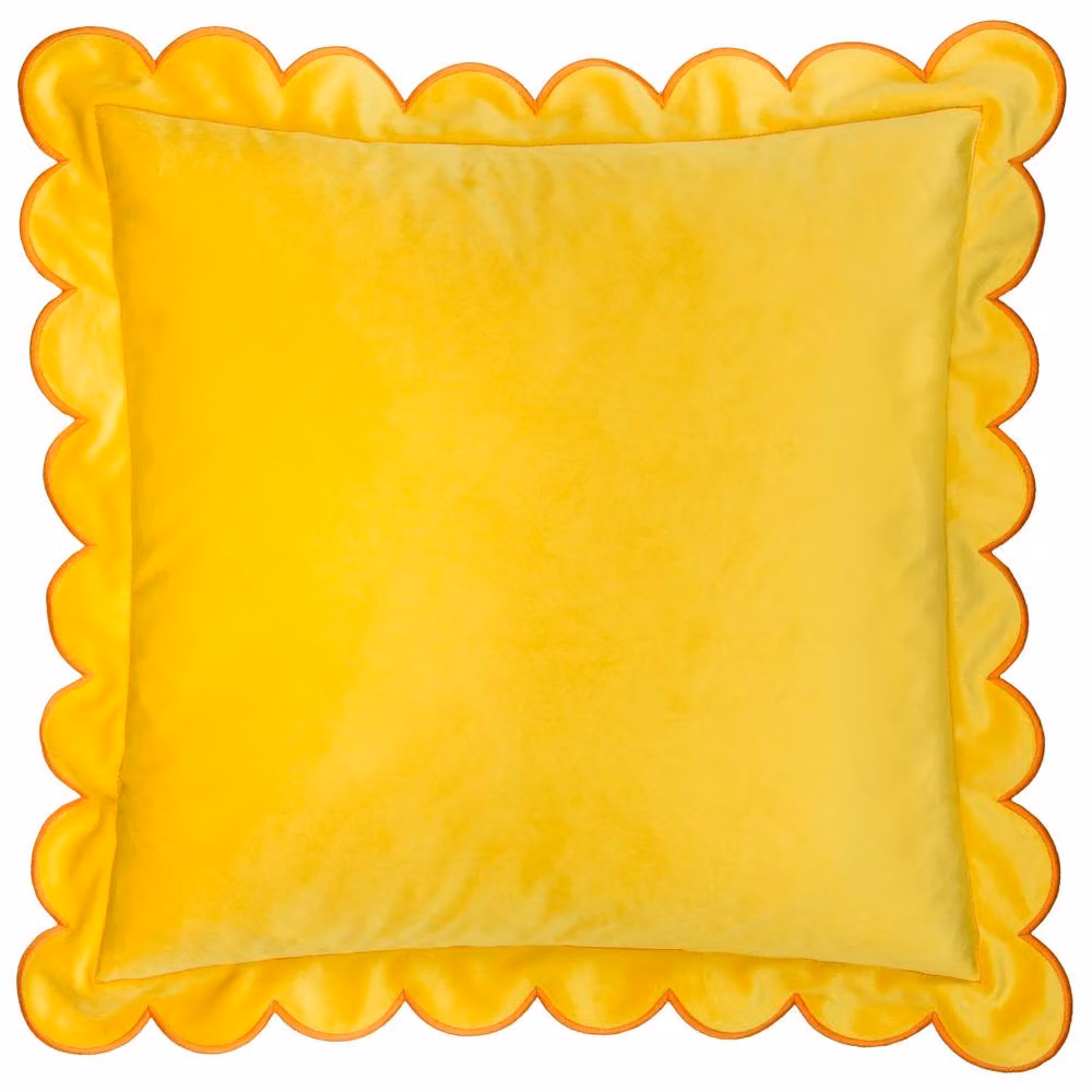 furn Lil Scallop Velvet Decorative Cushion in Yellow, W/D/H: 45 x 45 x 45 cm – 2
