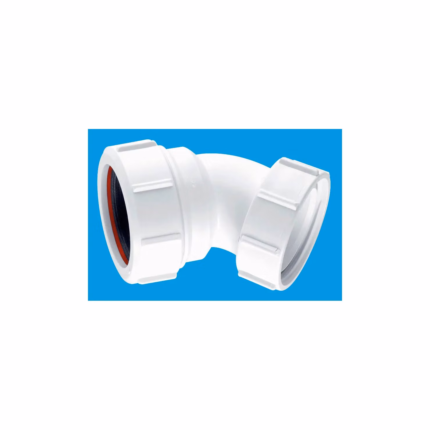 McAlpine 1.5 inch Universal 135 Degree Multifit Bend with BSP Loose Coupling Nut in White – 2