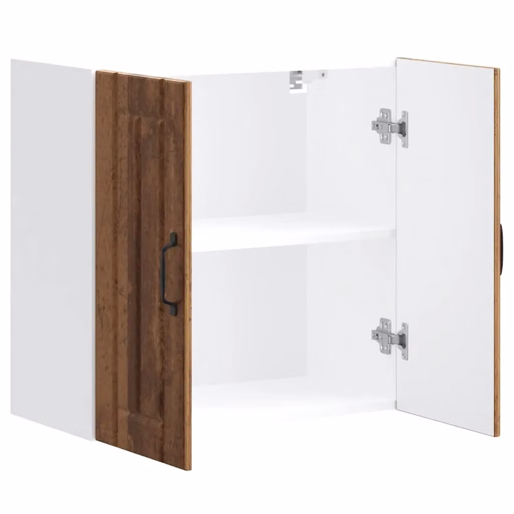 Berkfield Home Lucca Kitchen Wall Cabinet in Brown Old Wood with Glass Doors – 2
