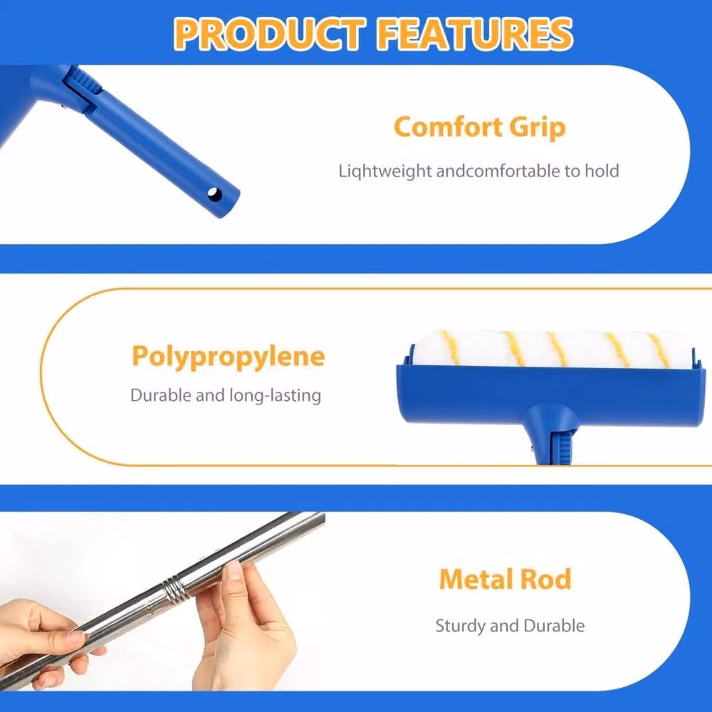 NESTLUNE 9 inch Paint Roller Kit in Blue with Extension Pole, Tray and Paint Brushes, W/D/H: 1000 x 52 x 17 cm – 5