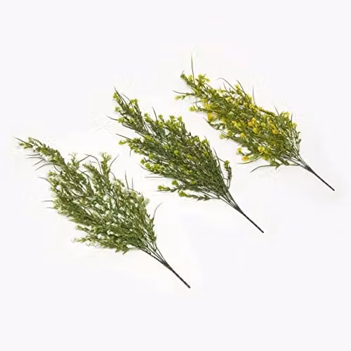 Homescapes Set of 3 Hanging Artificial Trailing Plants in Green, Yellow and White, Height: 70 cm – 1