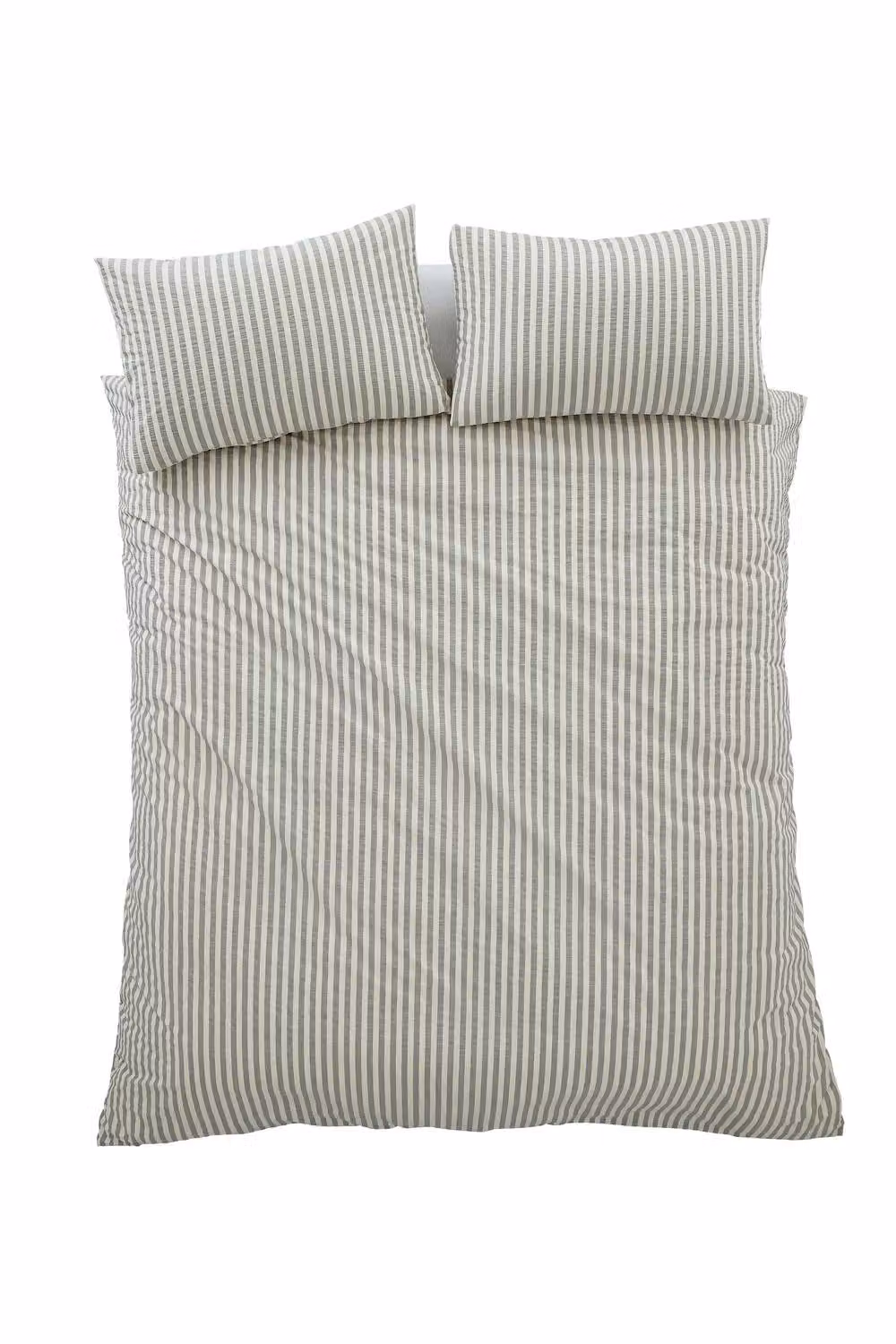 Pineapple Elephant Cotton Rich Woven Stripe Duvet Cover and Pillowcase Set in Grey, W/D/H: 200 x 200 cm, Pillowcase: 50 x 75 cm – 2
