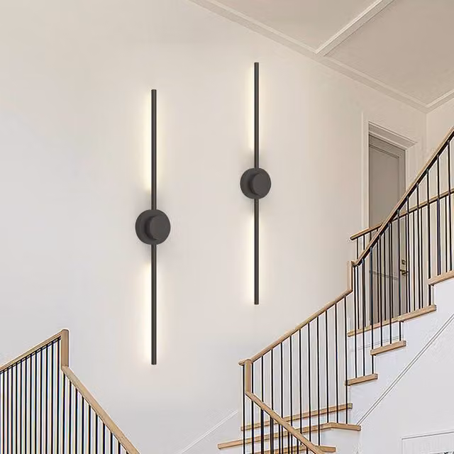 NIVOR Set of 2 Dimmable LED Flush Mounted Wall Sconces with Remote Control and Rechargeable Battery in Black