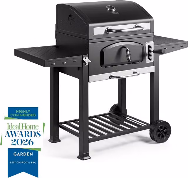 VonHaus Charcoal American BBQ XL in Black