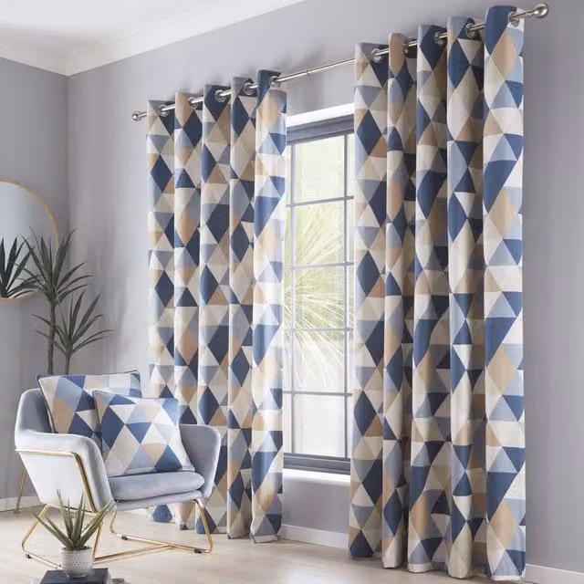 Terrys Dakota Ready Made Eyelet Curtains in Blue