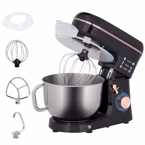 HOMCOM 1400W Electric Stand Mixer with 5L Capacity, 6 Speeds and Pulse Setting, Black – 1
