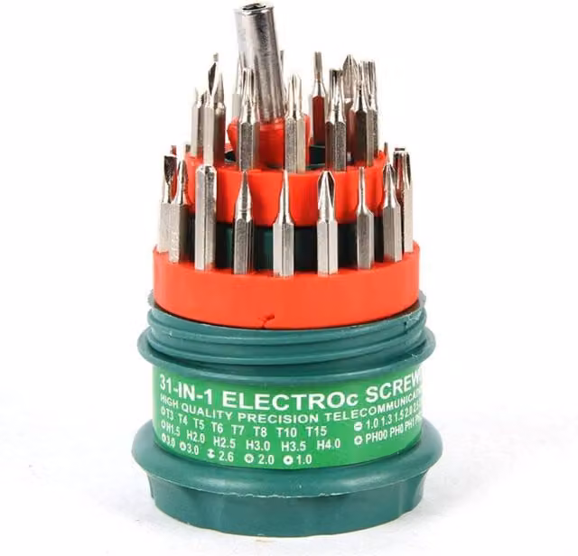 KDMD 31-in-1 Precision Electronics Pocket Repair Screwdriver Set in Silver