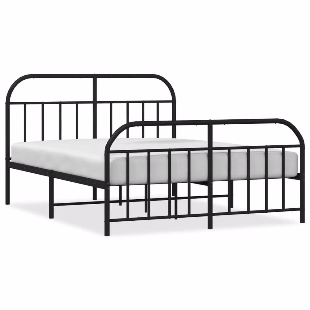 Berkfield Home Metal Bed Frame with Headboard and Footboard in Black, W/D/H: 140 x 190 x 146 cm – 3