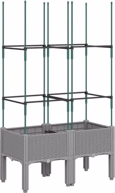 Berkfield Home Garden Planter with Trellis in Light Grey, W/D/H: 80 x 40 x 142.5 cm – 1
