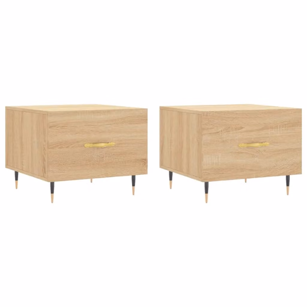 Berkfield Home Set of 2 Sonoma Oak Coffee Tables in Brown, W/D/H: 50 x 50 x 40 cm
