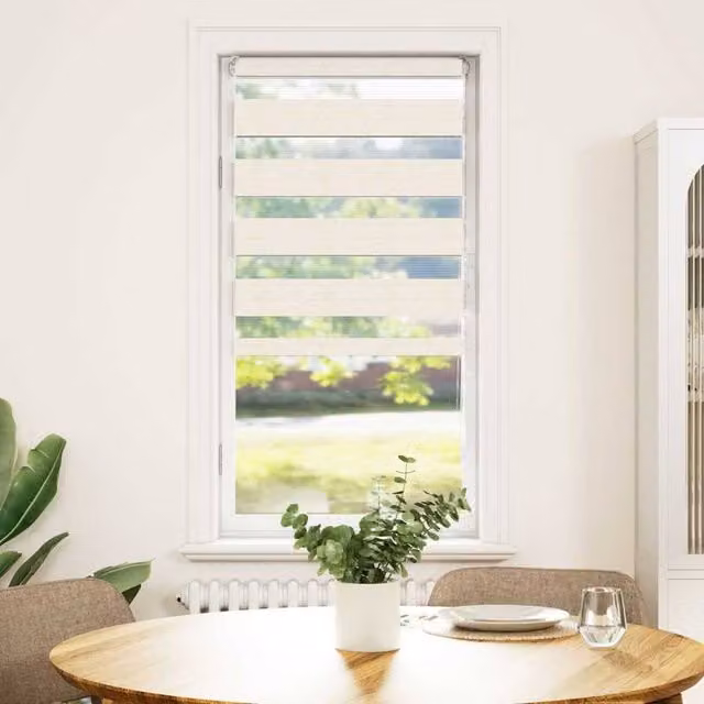Berkfield Home Zebra Blind in Marble Beige, Polyester, W: 60 cm, H: 150 cm