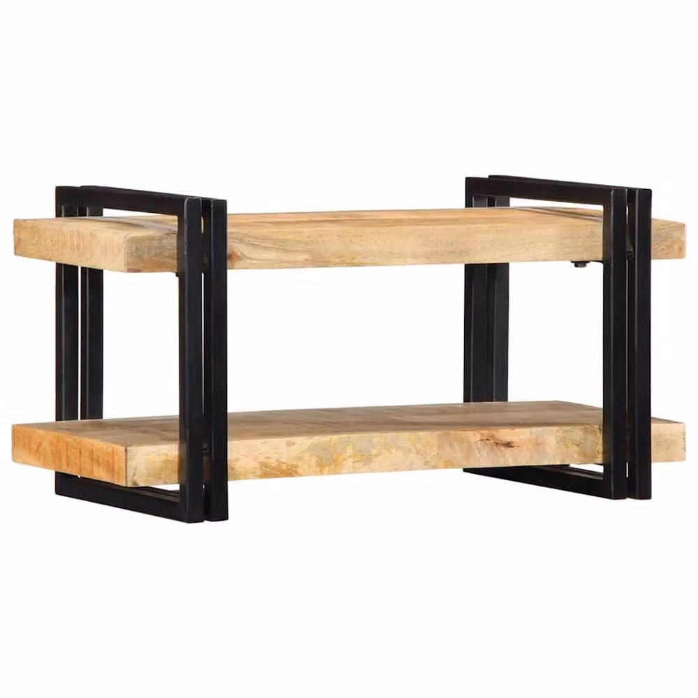 Berkfield Home Wall Mounted Rustic Mango Wood Shelf in Brown, W/D/H: 70 x 33 x 35 cm – 2
