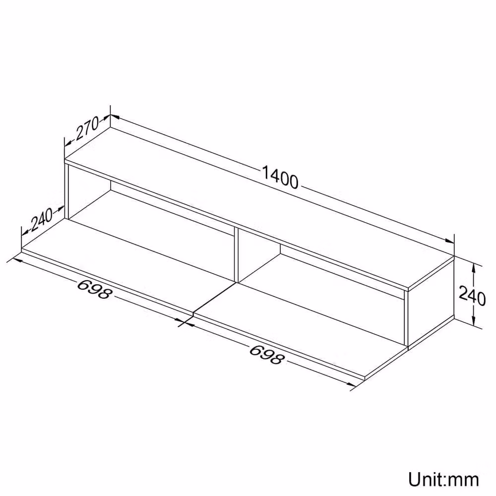 FORGEVIO Floating TV Unit Wall Mounted Cabinet in White Glossy Finish – 1