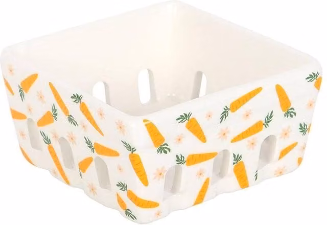 Something Different Carrot Patch Ceramic Basket in White